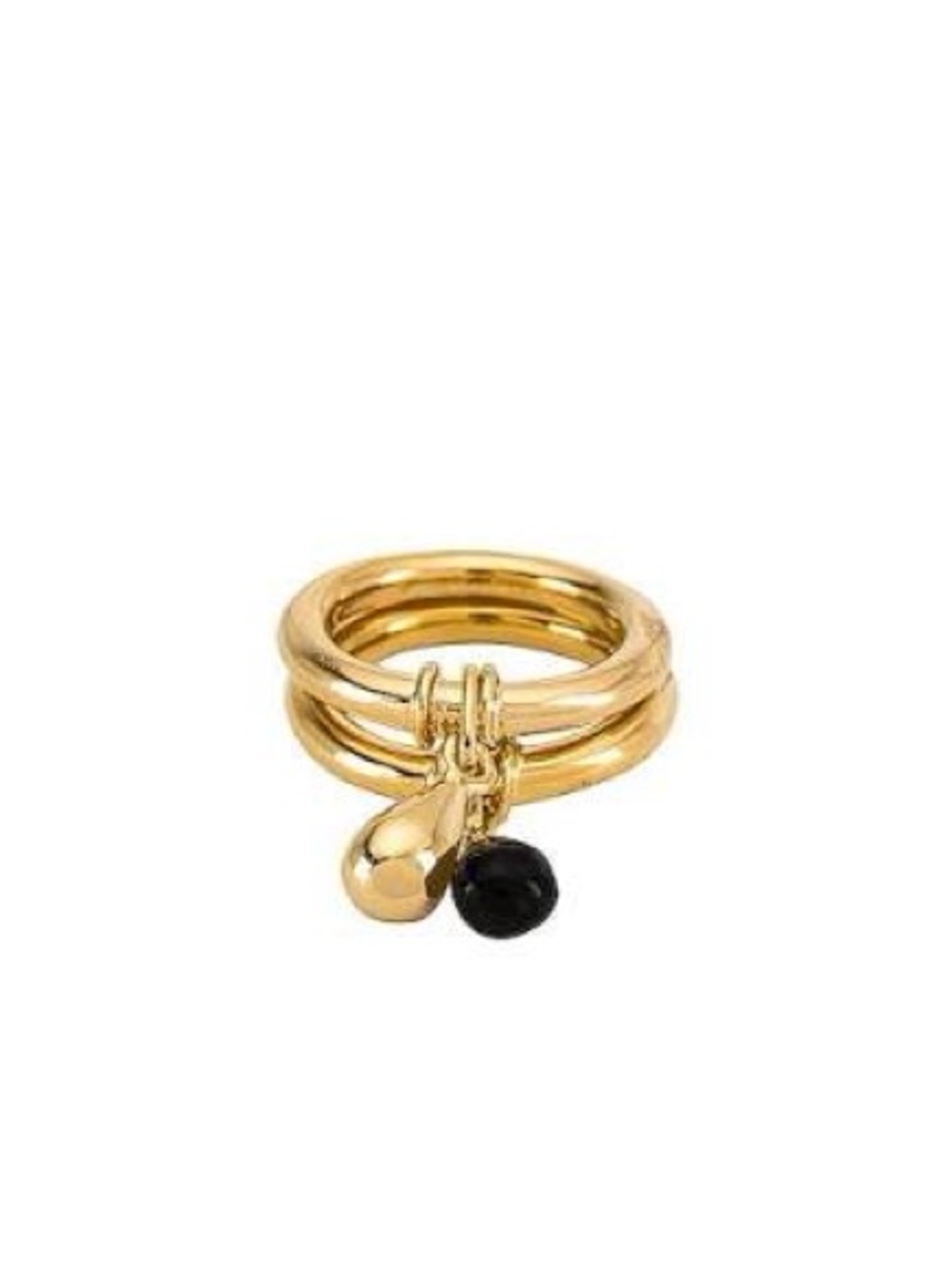 SOKO Nene Charm Stacking Rings in Gold & Black